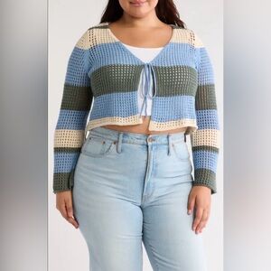 Abound Blue and Green Striped Cardigan